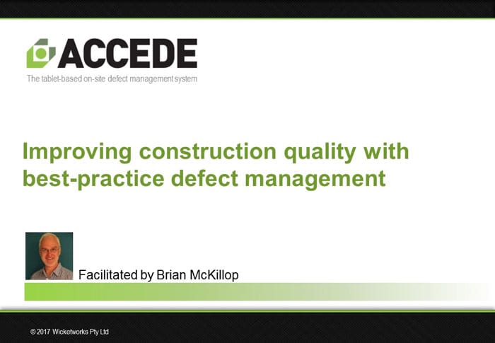 Best practice defect management in the construction industry